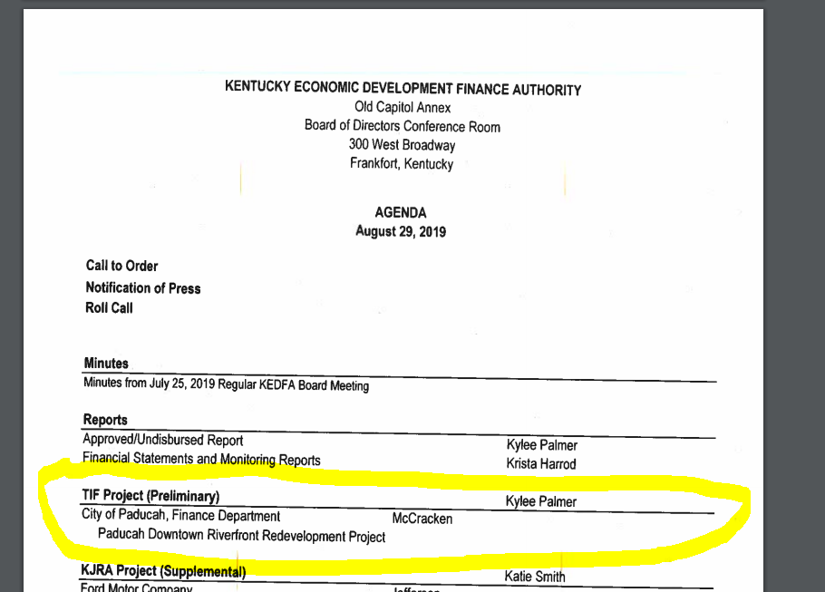 TIF district approval KEDFA